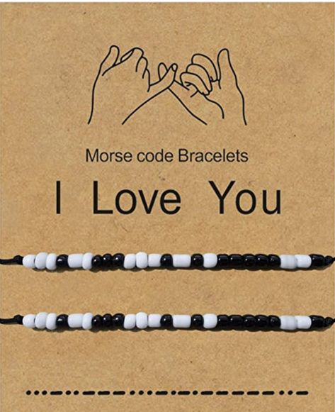 I Love You Moris Code Bracelet, Morse Code Nails, Code Morse, Relationship Bracelets, Matching Couple Bracelets, Gelang Manik-manik, Bracelet Couple, Morse Code Bracelet, Gelang Manik