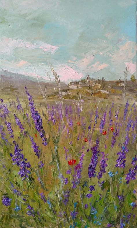 Lavender Painting, Seasonal Affective, Field Flowers, Colorful Nail, Spring Painting, Garden Painting, Impressionism Art, Arte Sketchbook, Oil Painting Flowers