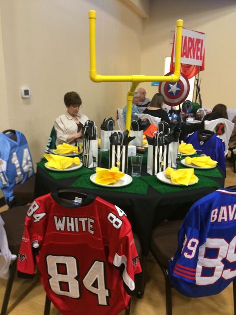 Festival of tables – 2016 Dash football Sponsor Table Ideas, Parade Of Tables Themes Church, Festival Of Tables Themes Church, Festival Of Tables, Church Ladies Tea Party, Thanksgiving 2022, Ladies Tea, Ladies Luncheon, Sports Decor