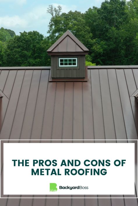 Is it time to replace your roof but you aren't sure what type of roofing might be the best for your home? We've put together a list of pros and cons of metal roofing to get you started! Salt Box Roof Design, Metal Roofs On Houses, Metal And Shingle Roof Combination, Adu Ideas, Backyard Crafts, Metal Roofing Systems, Black Metal Roof, Metal Roof Houses, Metal Roof Installation