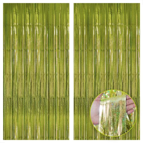 PRICES MAY VARY. XTRALARGE, 6.4X8 FEET | CLASSIC IRIDESCENT SAGE GREEN STREAMER BACKDROP : Planning birthday party or any other party decorations? Then, impress your guests with this 6.4x8 feet, metallic light green fringe backdrop as a beautiful pale green foil fringe, you can make an elegant entrance for your guests . With a touch of your creativity, this pack of 2 sage green foil fringe curtain is more enough to make elegant party backdrop for different theme and occasions like frog birthday Frog Birthday Decorations, Frog Party Decorations, Sage Green Backdrop, Olive Green Curtains, Foil Fringe Curtain, Streamer Party Decorations, Frog Birthday Party, Frog Birthday, Jungle Party Decorations