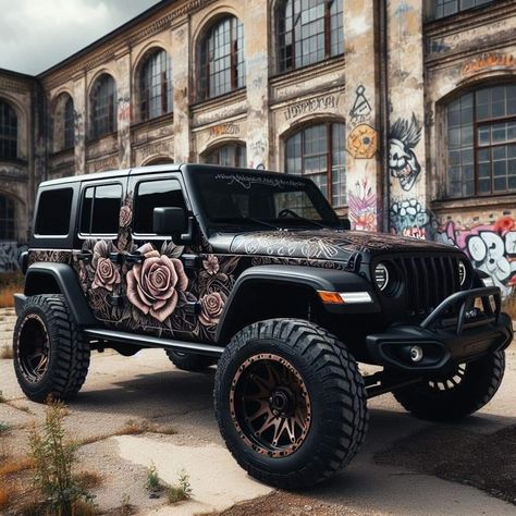 Black And Pink Jeep, Pink Jeep Wrangler, Badass Jeep, Blue Jeep, Custom Jeep Wrangler, Pink Jeep, Jeep Camping, Black Truck, Jeep Wrangler Accessories