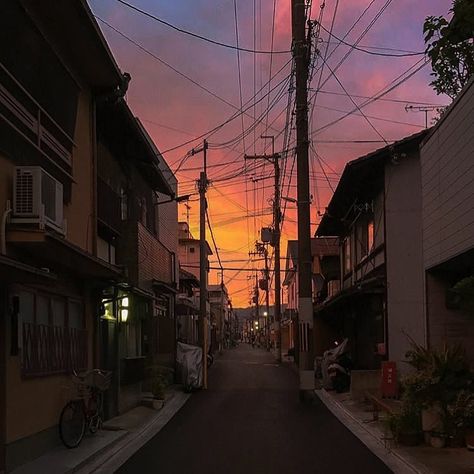 Japanese Neighborhood, Sunrise City, Apocalypse Aesthetic, Japan Street, Time Pictures, City Background, Sunset City, Japan Aesthetic, Aesthetic Japan