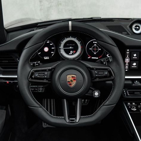 Porsche Interior Aesthetic, Porsche Steering Wheel, Porsche Wheels, Car Iphone Wallpaper, Porsche Gt3, Gt3 Rs, Black Wheels, Automotive Art, Futuristic Technology