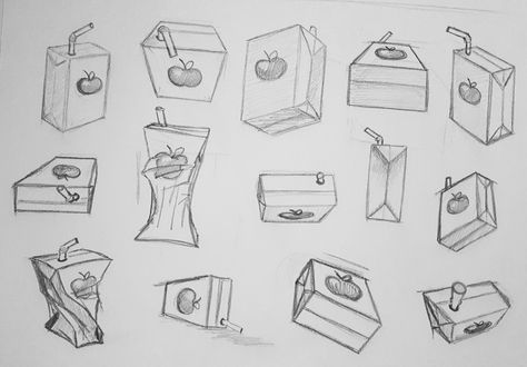 Drawing object study Same Object Different Views Drawing, Cubical Objects Drawing, Object Study Reference, Art Study Reference Objects, Real Life Objects To Draw, Object Study Sketches, Perspective Drawing Object, Square Objects Drawing, Orthographic Drawing Objects