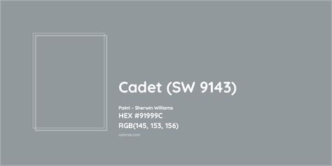 Sherwin Williams Cadet Paint, Sw Cadet, Cadet Sherwin Williams, Paint Color Swatches, Zyla Colors, Color Generator, Rgb Color Codes, Opposite Colors, Sherwin Williams Colors