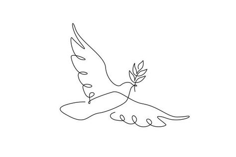 Single Line Dove Tattoo, Angel Bird Tattoo, Angel Line Drawing, Angel Wing Drawing Tattoo, Dove Line Art, Angel Line Art, Line Art Bird, Bird Line Drawing, Dove With Olive Branch