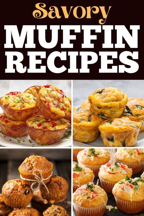 For a switch from sweet treats, try these savory muffin recipes. From cheese to zucchini to meatloaf muffins, you'll flip for these grab-and-go savory bites! Muffin Savory Recipes, Best Savoury Muffin Recipe, Savory Cakes Recipes, Easy Savory Muffin Recipes, Mini Savoury Muffins, Mini Savory Muffins, Savory Veggie Muffins, Dinner Muffins Recipes, Savory Oatmeal Muffins