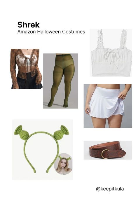 Shrek Bounding, Cute Shrek Costume Women, Shrek Cosplay Woman, Shrek Costume Ideas Women, Shrek Halloween Costumes Group, Shrek Diy Costume, Shrek Inspired Outfits, Shrek Costume Women, Diy Shrek Costume