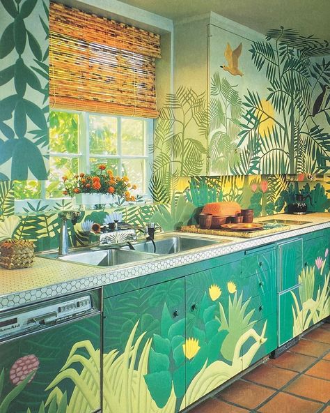 80s Kitchen, Seni Mural, Boho Chic Interior, 80s Interior, Decor Ikea, Deco Boheme, Bohol, Style Deco, Natural Home Decor