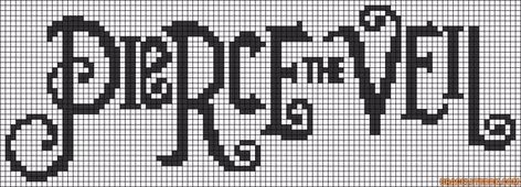 Pierce the Veil Band Logo Perler Beads, Pierce The Veil Perler Beads, Pierce The Veil Alpha Pattern, Cursed Crochet, Pierce The Veil Logo, Bracket Patterns, Pixel Blanket, Music Logos, Band Names