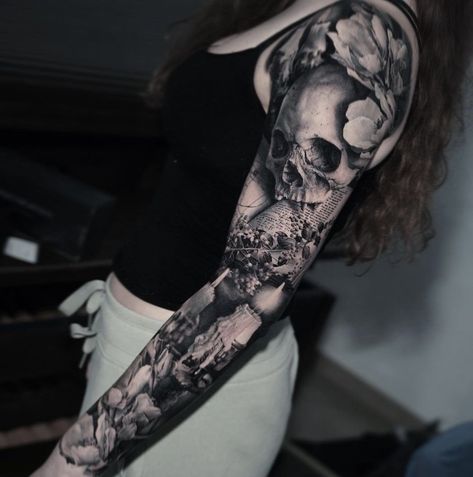 Thomas Carli Jarlier, Gothic Romanticism, Tato Realis, Arm Cover Up Tattoos, Delicate Tattoos For Women, Tattoo Placements, Piece Tattoo, Mystical Tattoos, Tattoos To Cover Scars