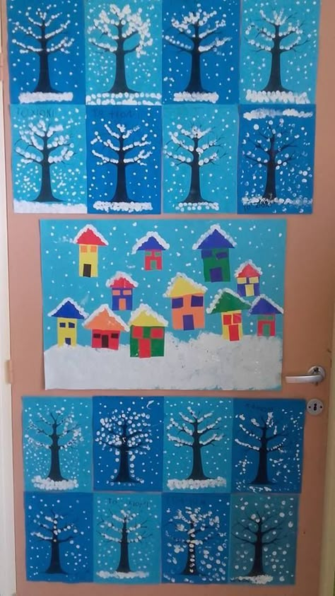 Snöflingor I Papper, Easy Winter Crafts, Winter Crafts Preschool, Winter Art Lesson, January Crafts, Preschool Winter, Winter Art Projects, Winter Kindergarten, Thema Winter