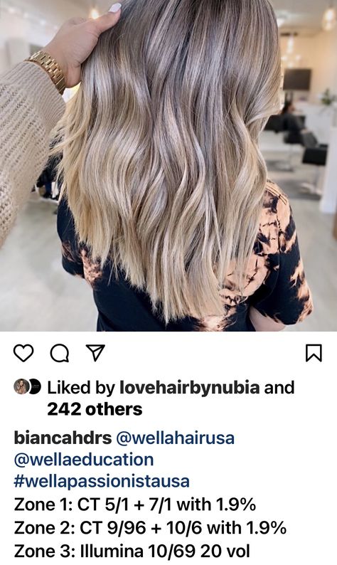 Wella Balayage Formula, Wella Toner Formula Blonde Hair, Beige Blonde Formula Wella, Sandy Blonde Hair Formula Wella, Illumina Blonde Formula, Wella T18 Toner, Wella Formulas, Beige Blonde Hair Color, Wella Hair Color