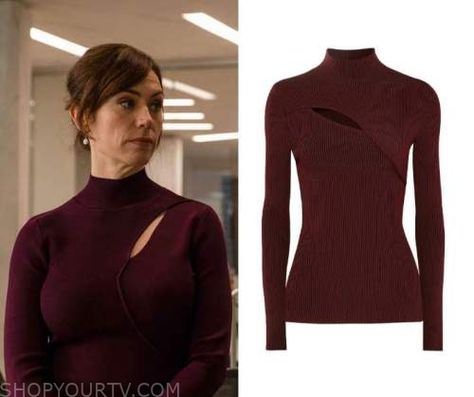 Billions: Season 5 Episode 5 Wendy's Burgundy Turtleneck | Shop Your TV Billions Wendy Outfits, Wendy Billions Style, Wendy Rhodes Outfits, Wendy Billions, Burgundy Turtleneck Outfits, Wendy Rhodes, Burgundy Turtleneck, Turtleneck Outfits, Episode 5