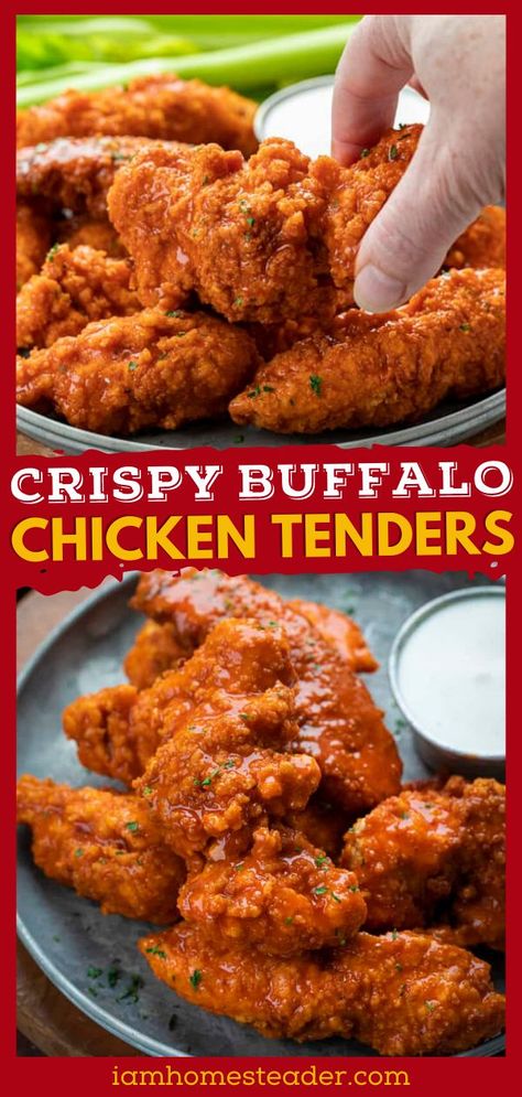 Spicy Crispy Chicken Tenders, Buffalo Tenders Recipe, Buffalo Chicken Tenderloin Recipes, Buffalo Chicken Tender Recipes, Buffalo Chicken Chunks, Breaded Buffalo Chicken Tenders, Grilled Buffalo Chicken Tenders, Buffalo Chicken Tenders Fried, Homemade Buffalo Chicken Tenders