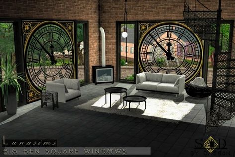 Sims 4 Designs: Big Ben Windows Square Windows, Play Sims, Casas The Sims 4, Sims 4 Cc Packs, Sims 4 Cc Furniture, Sims 4 Collections, Sims 4 Mods Clothes, Expensive Houses, Big Windows