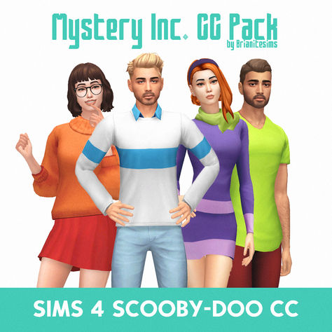 The Sims 4: Scooby-Doo CC & Mods Listicle Sims 4 Scooby Doo, Sims 4 Scooby Doo Cc, Sims 4 Cosplay Cc, Sims Halloween Costume, Fred Scooby Doo, Scooby Doo Costumes, Mystery Inc, Scooby Doo Movie, Alien Invader