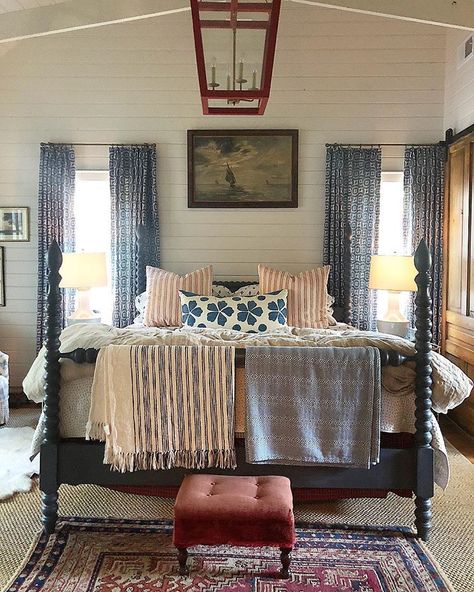 FRAN KEENAN on Instagram: “Back at an old favorite early this morning. Adore the layering we got to do in this guest room. Wish I could snuggle in on this brisk, fall…” Red Lantern, Drapery Fabric, Beautiful Kitchens, This Morning, Guest Room, Beautiful Homes, Layering, Farmhouse, Room Decor