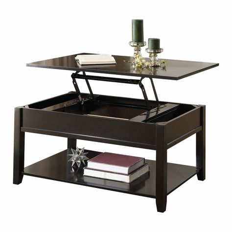 added this photo to show coffee table in lift position and Storage area Wood Lift Top Coffee Table, Coffee Table With Lift Top, Transitional Coffee Tables, Transitional Coffee Table, Black Coffee Tables, Lift Top Coffee Table, Coffee Tables For Sale, Solid Wood Coffee Table, Acme Furniture