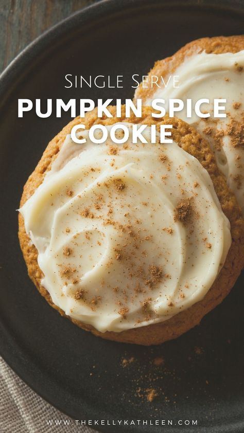 High Protein Pumpkin Cookies, Single Serve Pumpkin Cookie, Protein Pumpkin Cookies, Single Serve Pumpkin Dessert, Pumpkin Protein Cookies, Easy Pumpkin Recipes Desserts, Single Serve Cookie, Pumpkin Spice Cookie Recipe, Pumpkin Spice Desserts