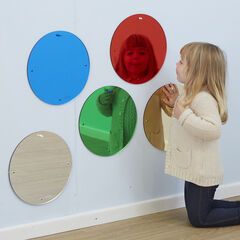 Circle Mirrors, Preschool Construction, Diy Sensory Board, Indoor Playroom, Montessori Room, Sensory Rooms, Interactive Walls, Circle Mirror, Sensory Room