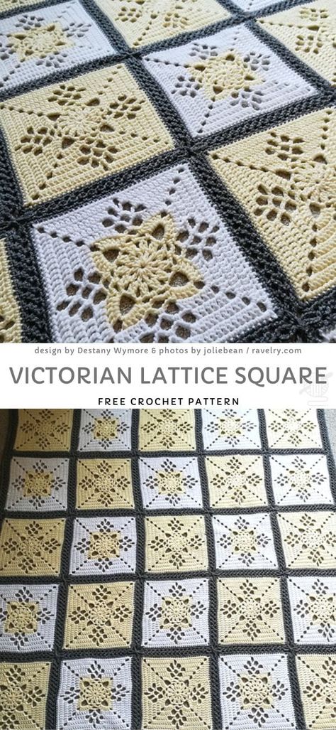 Victorian Lattice Square Ideas | Pattern Center Victorian Granny Square, Victorian Lattice Square Free Pattern, Victorian Lattice Square, Knitting Gadgets, Sofa Shawl, Crochet Square Pattern, Crochet Afgans, Crochet Rugs, Square Crochet Pattern