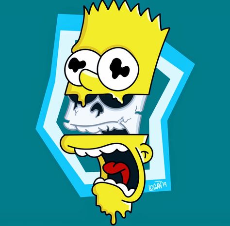 Bart Melt, The Simpsons Bart Simpson Drawing, Simpson Drawing, Procreate Sketchbook, Mordecai Y Rigby, Art Satisfying, Trippy Cartoon, Simpsons Drawings, Trippy Drawings, Cartoon Character Tattoos