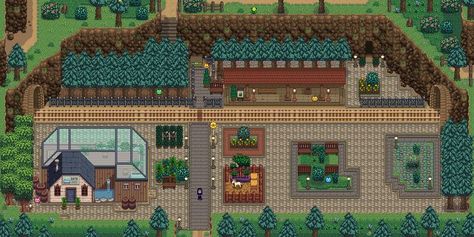 Stardew Valley Train Station Layout, Stardew Valley Train Station Design, Stardew Valley Train Station, Hilltop Farm Layout, Stardew Decor, Stardew Farm, Layout House, Stardew Farms, Stardew Valley Layout