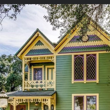 Victorian Depot on Instagram: "Todays featured home is this Jewel in Redlands Ca and is available Welcome to the 1888 home built by Walter Butler, an engineer on the Big Bear Valley Dam. It is designed in the Queen Anne Style with a Gothic influence. This Victorian home supports five gables with decorative fish scale siding. The porch has been restored with new railings and spandrels. High style Victorian double doors enter into study off of the front porch as well as the front door. Period Gothic Revival House, Redlands California, Queen Anne House, Queen Anne Victorian, Built In Cabinet, Queen Anne Style, Open Dining Room, Gothic Revival, Curved Walls