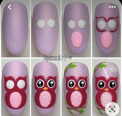 Owl Nail Art, New Nail Art Design, Animal Nail Art, Funky Nail Art, Art Deco Nails, Nail Drawing, Nail Art For Beginners, Nail Art Techniques, Nail Art Designs Diy