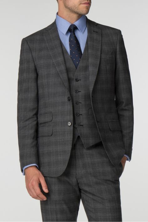 Inspired by the best in traditional men's suiting, this Racing Green checked tweed suit is a perfect statement for him. With a grey check and tailored fit, this men's grey tweed suit creates a fantastic addition to any formal wardrobe seeking a vintage twist. Checked Suits Men, Check Suits For Men, Mens Check Suits, Mens Grey Suit, Navy Check Suit, Blue Check Suit, Grey Check Suit, Big And Tall Suits, Grey Tweed Suit