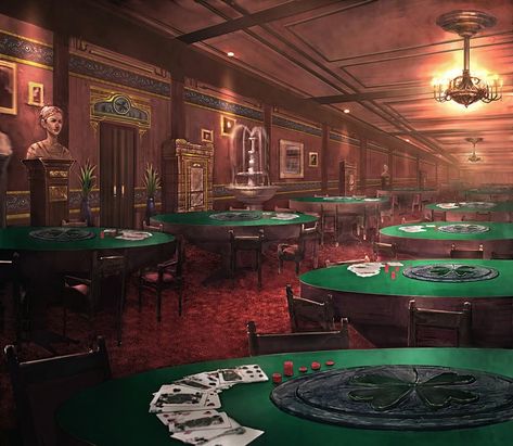 Gambling Den Concept Art, Fantasy Casino Concept Art, Fantasy Bar Concept Art, Fantasy Gambling Den, Dnd Casino, Casino Concept Art, Fantasy Casino, Gambling Room, Casino Background