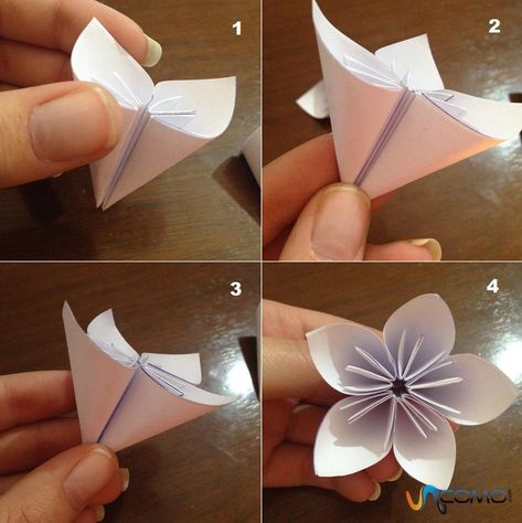 Comment faire une fleur à 5 pétales en origami - 9 étapes Origami Tattoo, Tutorial Origami, Origami Ball, Instruções Origami, Origami Butterfly, Diy Roses, Diy Fan, Giant Paper Flowers, Fabric Flowers Diy