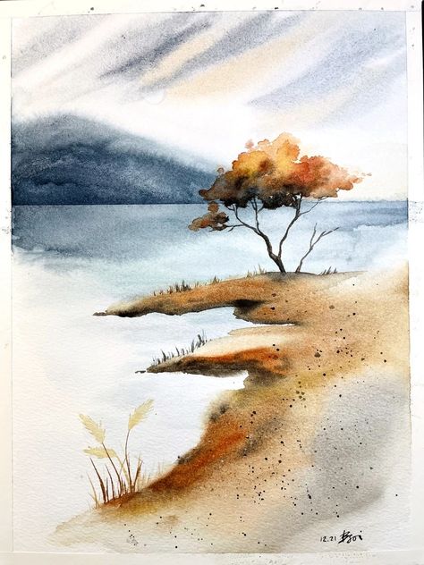 How to Paint a Watercolour Landscape with a Limited Palette – Etchr Studio Simple Landscape Paintings Watercolour, Watercolour Nature Landscapes, Watercolour And Ink Landscape, Ink And Watercolor Art Landscape, 2 Color Painting, Watercolor Loose Landscape, Loose Watercolor Paintings Landscape, Nature Art Painting Watercolour, Water Colour Landscape Watercolour