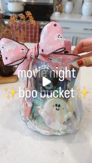 Elaina Zinke on Instagram: "Turning this $7 ghost bucket into the cutest movie night boo bucket! Such a fun and easy gift for a friend or neighbor! Comment BUCKET to get links to everything we used 👻  **Also linked in my LTK (in my bio) under “Boo Bucket” 👻  #boobasket #boobucket #halloweengift #halloween #halloweengiftideas #walmartfinds #targetfinds #amazonfinds #easygiftidea #halloweenmovienight" Boo Bucket Ideas For Adults, Goo Goo Muck, Boo Bucket, Bucket Gifts, Bucket Ideas, Halloween Movie Night, Walmart Finds, Gift For A Friend, Lets Celebrate