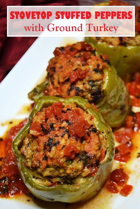 These stovetop stuffed peppers are my favorite stuffed pepper recipe. They are healthy and made with ground turkey. #stuffedpeppers #turkeyrecipe #healthyrecipe #glutenfree Italian Ground Turkey, Turkey Stuffed Peppers, Ground Turkey Stuffed Peppers, Stuffed Peppers Turkey, Best Comfort Food, Healthy Comfort Food, Healthy Gluten Free, Ground Turkey, Kitchen Recipes