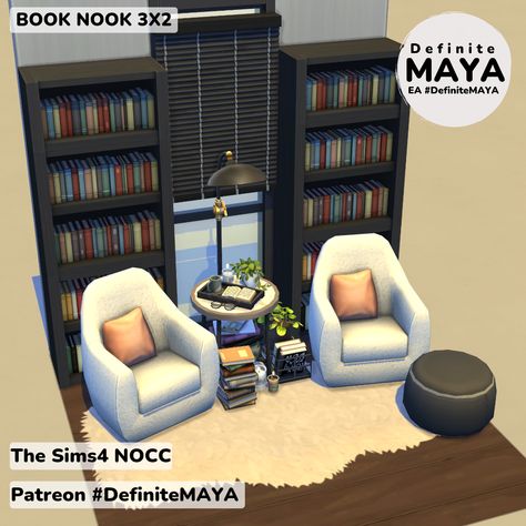 Book Nook Sims 4, Sims 4 Empty Space Ideas, Sims 4 Base Game Room Ideas, Sims Rooms, Sims Builds, Sims 4 Bedroom, Sims 4 House Plans, Sims Ideas, Sims 4 House Design