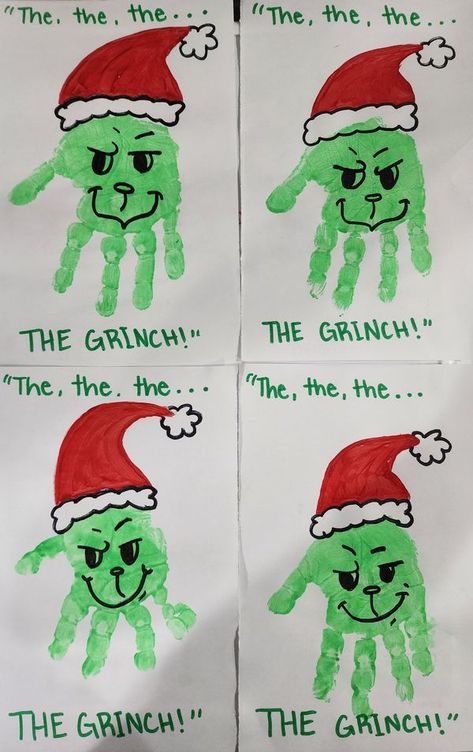 Kids Craft ideas | The grinch! | Facebook Grinch Handprint Craft For Kids, Grinch Craft Ideas For Kids, Grinch Art Projects For Kids, Grinch Crafts For Kids, Grinch Handprint Craft, Grinch Handprint, The Grinch Hand, Hand Towel Crafts, Grinch Baby