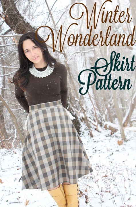 Ice and Wood Buffalo Check: Winter Wonderland Free Skirt Pattern #freepattern #sewing #skirt Winter Skirt Pattern, Skirt Sewing Pattern Free, Free Skirt Pattern, Skirt Pattern Free, Winter Sewing, Skirt Sewing Pattern, Skirt Sewing, Skirt Tutorial, Make Your Own Clothes