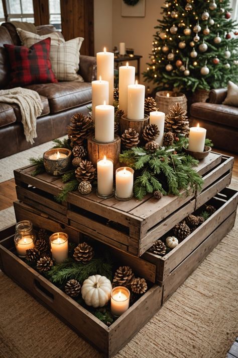 20 Farmhouse Christmas Decor Ideas – ToolzView Christmas Decor Tray Ideas, Christmas Decor Ideas Green And White, Christmas Tray Styling, Masculine Christmas Decor, Cozy Christmas Decorations, Christmas Dough Bowl Decorating Ideas, Christmas Tray Decor Ideas, Forest Christmas Decor, Brown Christmas Decor