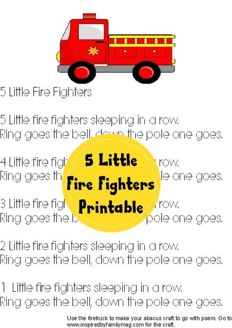 5 Little Fire Fighters Poem and Activity Fire Safety Theme Preschool, Fire Fighters Preschool, Fire Safety Lesson Plans, Fire Safety Lessons, Fire Safety Preschool Crafts, Fire Safety Crafts, Fire Safety Unit, Community Helper Lesson, Fire Safety Theme