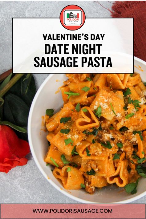 Love is in the air with this Sausage Date Night Pasta recipe! ❤️ Spoil your special someone with this delectable meal that marries our hot Italian Polidori Sausage with the cutest heart-shaped pasta. This dish pairs well with a glass of wine for an extra romantic dinner. Happy Valentine's Day! Heart Shaped Pasta Recipes, Shaped Pasta Recipes, Date Night Pasta, Heart Shaped Pasta, Butternut Squash Recipes Pasta, Squash Pasta Recipe, Pasta Sausage, Shaped Pasta, Sausage Peppers And Onions