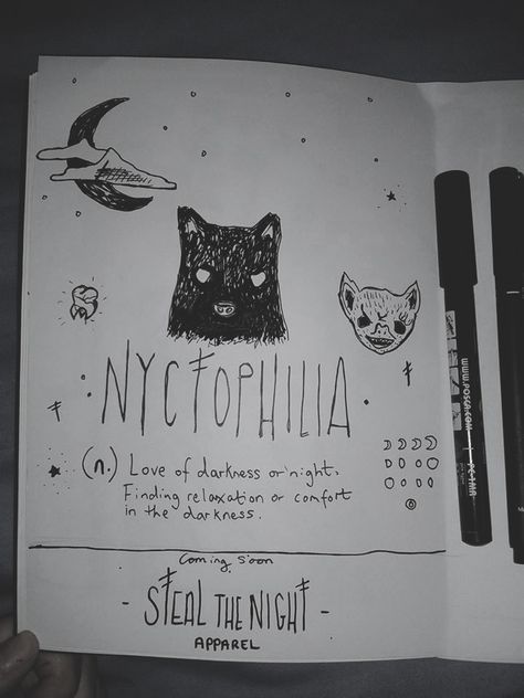 NYCTOPHILIA Nyctophilia Tattoo, Darkcore Aesthetic, Dream Drawing, Sketch Book, Doodles, Tattoos, Drawings, Art