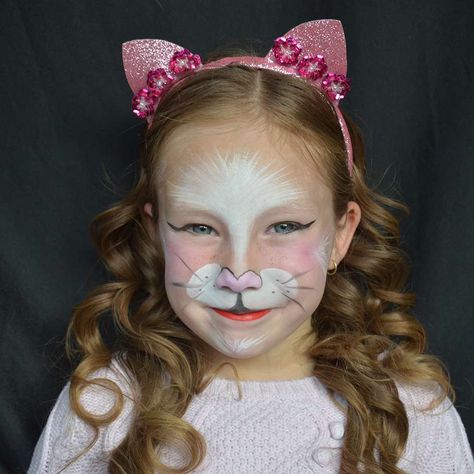 Cat Face Paint Project Face Paint Cat Easy, Paint Cat Easy, Face Paint Cat, Cat Face Paint Easy, Hello Kitty Face Paint, Cat Face Pumpkin, Cat Face Paint, Cat Face Halloween, Halloween Makeup For Kids