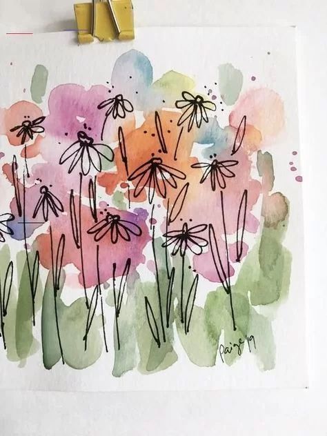 Watercolour Painting Ideas For Beginners, Easy Watercolour Painting Ideas, Easy Beginner Painting, Watercolour Painting Ideas, Beginner Painting Ideas, Easy Watercolour Painting, Wildflowers Watercolor, Arte Doodle, Watercolor Workshop