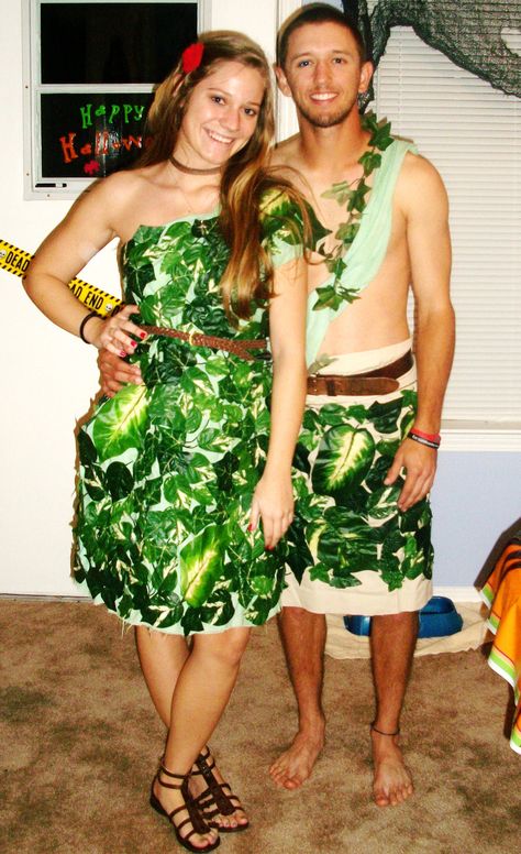 Adam And Eve Costume, Homemade Couples Costumes, Boo Halloween Costume, Eve Costume, Couples Halloween Costume Ideas, Couples Halloween Costume, Black Halloween Dress, Couples Halloween, Eve Dresses