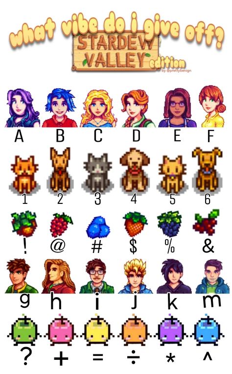 what vibe do i give off stardew valley edition Sebastian X Alex Stardew Valley, Stardew Valley Character Sheet, Stardew Valley Likes And Dislikes, Stardew Valley Alignment Chart, Stardew Valley Gift Guide, Stardew Valley Avatar Ideas, Stardew Valley Character Ideas, What Vibes Do I Give Off, I Saw What You Deleted