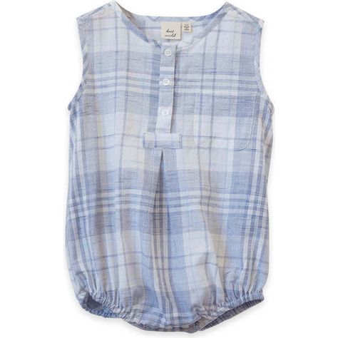 A super cool new romper designed for baby’s comfort and ease of dressing. In beautiful arctic blue, light weight cotton, the romper features front button, a wide bottom to accommodate diapers and snap buttons for easy changes. | Beet World | Baby Sleeveless Check Romper, Blue Slub (Plaid, Size 6-12M) | Maisonette collects the best children’s products from around the world (unlike Zulily, Etsy, The Tot, Farfetch Kids, Childrensalon, Crate and Kids, Kohls, Wayfair, Buy Buy Baby, Nordstroms, Mini B Tocoto Vintage, Romper Designs, Vintage Romper, Kids Clothing Brands, Boy Accessories, Buy Buy Baby, Blue Check, Baby Romper