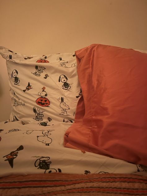 Snoopy sheets halloween snoopy so cute fall Snoopy Bed Sheets, Marshalls Finds, Fall Backrounds, Halloween Sheets, Boston In The Fall, Fall Room Ideas, Seasonal Aesthetic, Autumn Angel, Halloween Snoopy